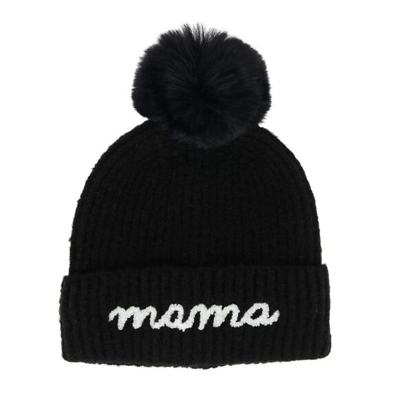 David & Young Women's Mama Knit Winter Beanie with Matching Pom - Picture 1 of 6